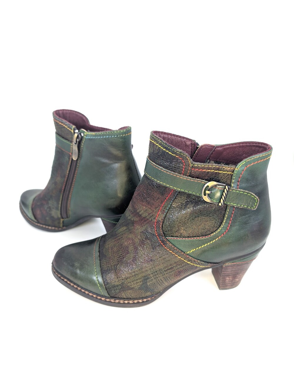 Spring Step L’Artiste Leather Ankle Boots Green Booties Size 8 Read Description! - Picture 2 of 15